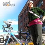 A Cool Choices player earns points for biking instead of driving.